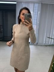 Sg Petek Dokulu Vizon Kalem Elbise