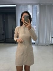 Sg Petek Dokulu Vizon Kalem Elbise