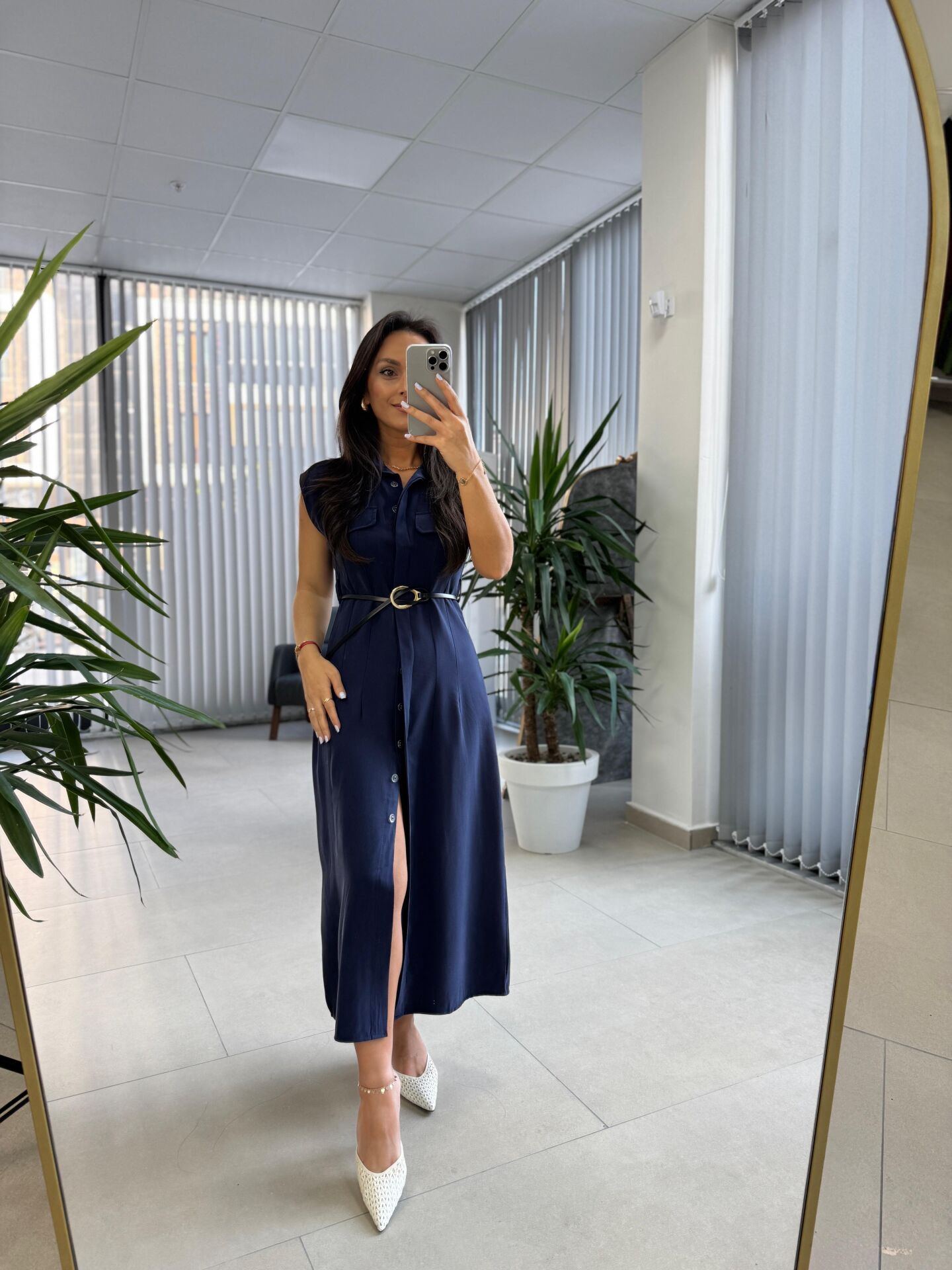 Fw 8130 Simba Tensel Kemerli İndigo Elbise