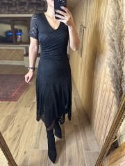 Mc Eteği zikzaklı dantel elbise