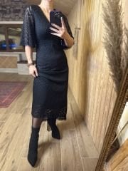 Short sleeve smocked lace dress