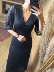 Short sleeve smocked lace dress