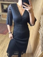 Short sleeve smocked lace dress