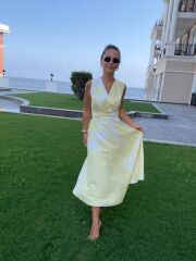 My 3776 Sarı Çiçekli Bağlamalı Elbise