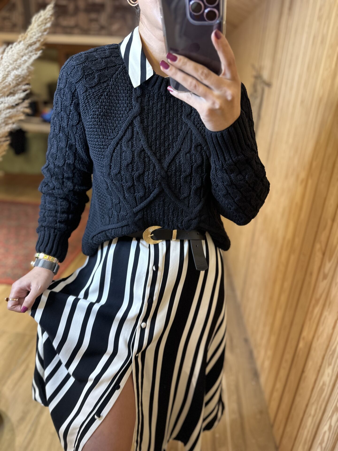 Orj brand black hair knit sweater