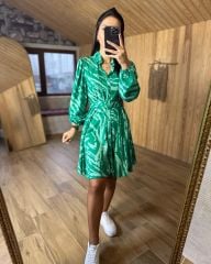 My 3065 Green zebra shirt dress