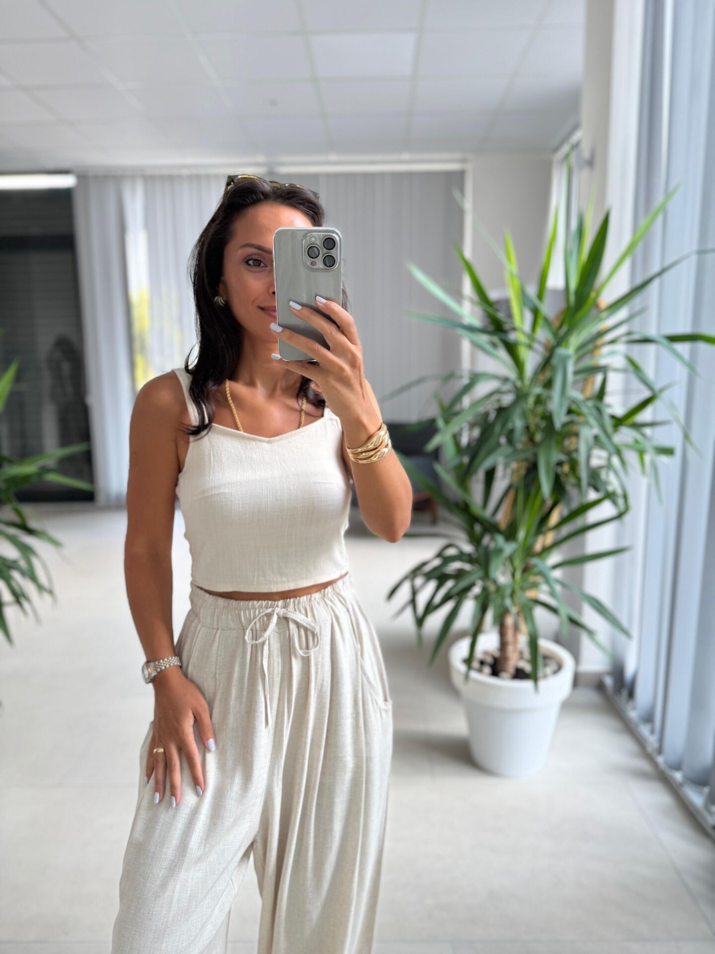 Bb 30081 Pamuklu Gipe Detaylı Askılı Bluz