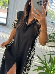 Dr 8013 Black Detailed Polin Shirt Dress