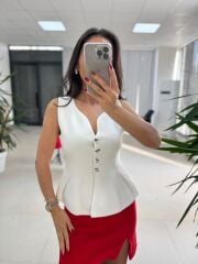 Tp 1351 Kırmızı Kaşe Mini Etek