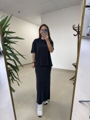 İv 25198 Modal Kalem Etekli Siyah Takım