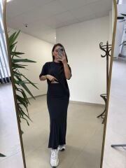 İv 25198 Modal Kalem Etekli Siyah Takım