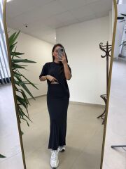 İv 25198 Modal Kalem Etekli Siyah Takım