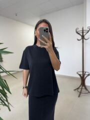 İv 25198 Modal Kalem Etekli Siyah Takım