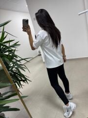 Ml 54740 Bisiklet Yaka Boncuk Kuş Detaylı Beyaz Tişört