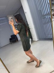 Sg Polo Yaka Jakarlı Baharlık Yeşil Triko Elbise