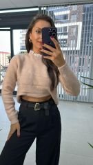Powder Knitwear with Collar Ruffle Detail