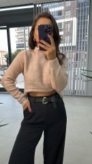 Powder Knitwear with Collar Ruffle Detail