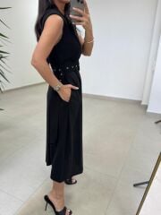 Kr 145 Ceket Yaka Tensel Siyah Elbise