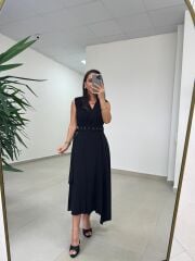 Kr 145 Ceket Yaka Tensel Siyah Elbise