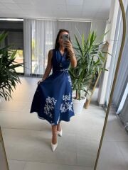 My 3776 Laci Çiçekli Bağlamalı Elbise