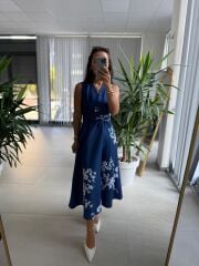 My 3776 Laci Çiçekli Bağlamalı Elbise