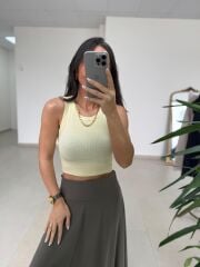 İv 26299 Modal Tensel Parça Dikişli Haki Etek