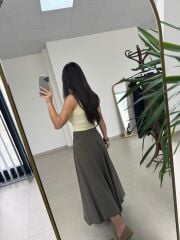 İv 26299 Modal Tensel Parça Dikişli Haki Etek