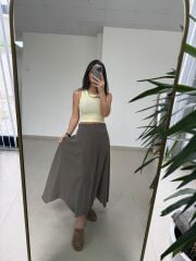 İv 26299 Modal Tensel Parça Dikişli Haki Etek