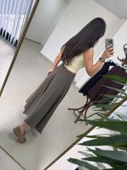 İv 26299 Modal Tensel Parça Dikişli Haki Etek