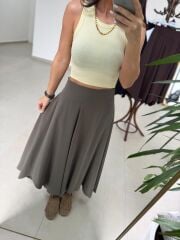 İv 26299 Modal Tensel Parça Dikişli Haki Etek