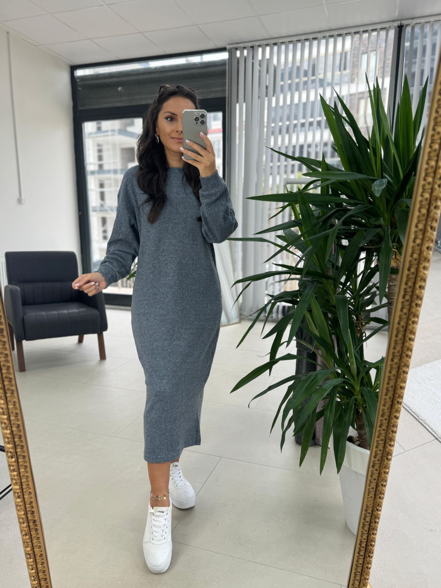 Sg Ant-Blue Soft Knitted Dress