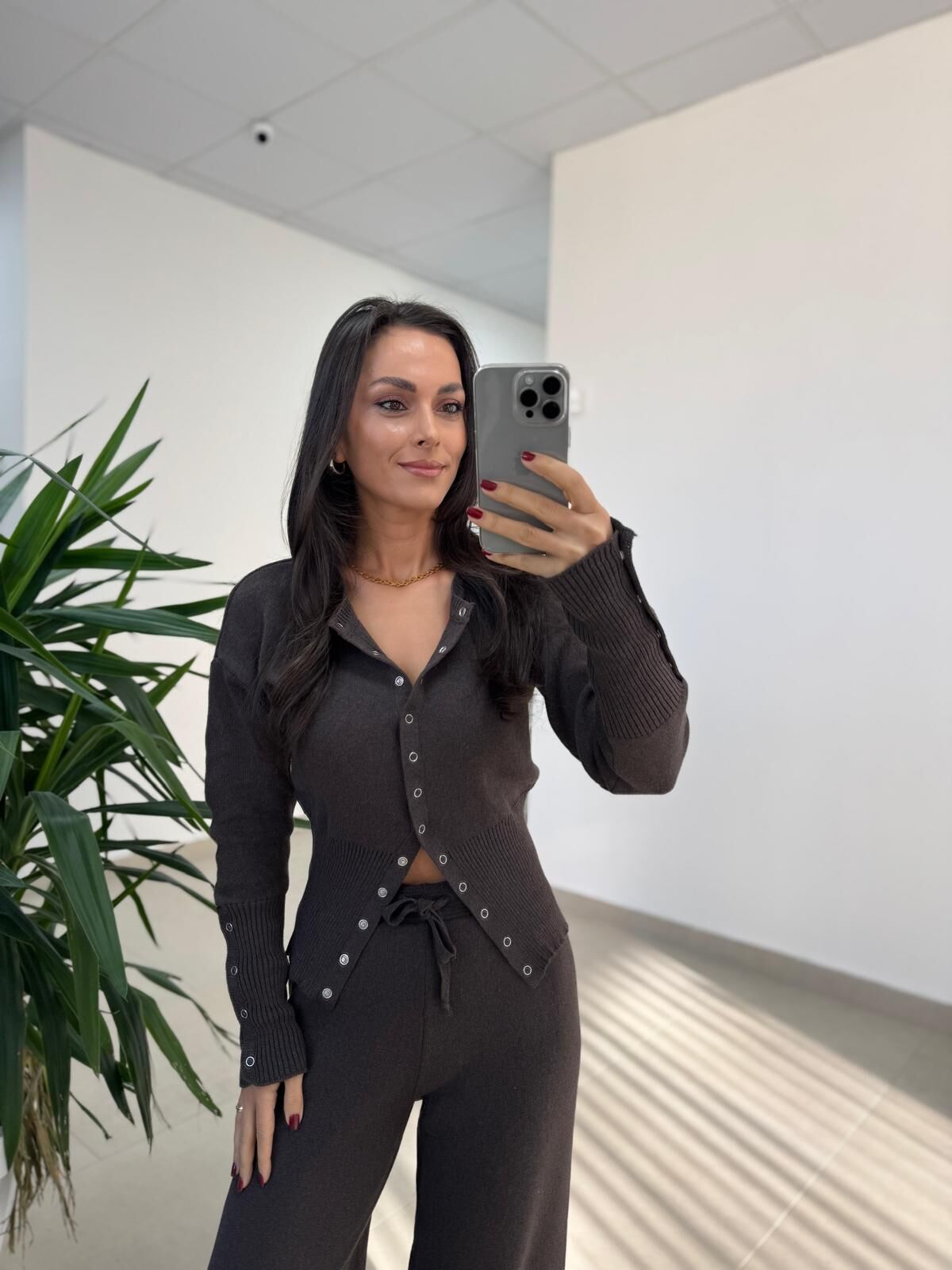 Mz 28840 Çıtçıt Detaylı A. Kahve Triko Takım