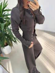 Mz 28840 Çıtçıt Detaylı A. Kahve Triko Takım