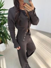 Mz 28840 Çıtçıt Detaylı A. Kahve Triko Takım