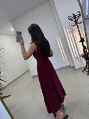 Kr 145 Ceket Yaka Tensel Bordo Elbise