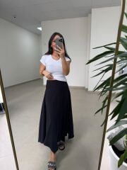 İv 26299 Modal Tensel Parça Dikişli Siyah Etek