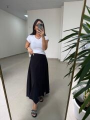 İv 26299 Modal Tensel Parça Dikişli Siyah Etek