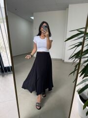 İv 26299 Modal Tensel Parça Dikişli Siyah Etek