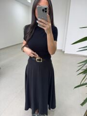 İv 26299 Modal Tensel Parça Dikişli Siyah Etek