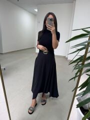 İv 26299 Modal Tensel Parça Dikişli Siyah Etek