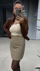 Gold Düğmeli Taş Etek