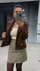 Gold Düğmeli Taş Etek