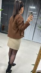 Gold Düğmeli Taş Etek