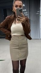 Gold Düğmeli Taş Etek