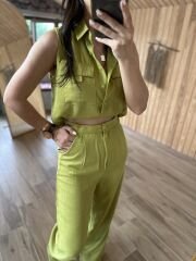 Art.Yeşil yelekli Palazzo takım