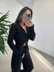 Mz 28840 Çıtçıt Detaylı Siyah Triko Takım