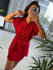 Mc 5870 Floss Linen Red Shirt Dress
