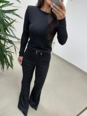 Bb 30585 Siyah Kaşkorse Simli Triko Takım