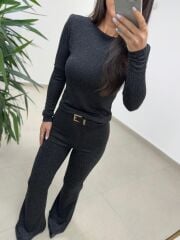Bb 30585 Siyah Kaşkorse Simli Triko Takım