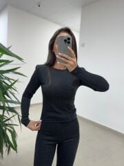 Bb 30585 Siyah Kaşkorse Simli Triko Takım